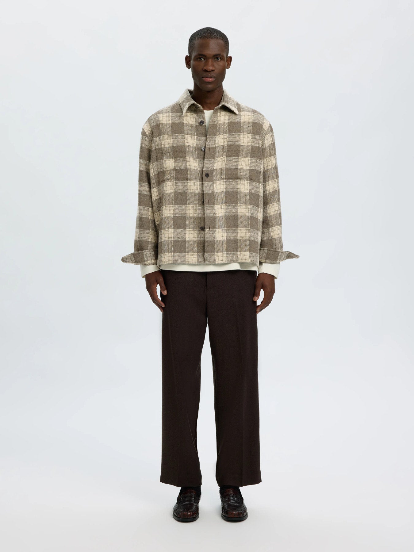 Selected OLE-PABLO WOOL BLEND OVERSHIRT - Oatmeal Walnut