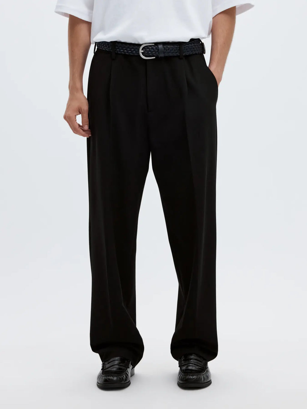 Selected 220-LOOSE FLEX PANTS Black