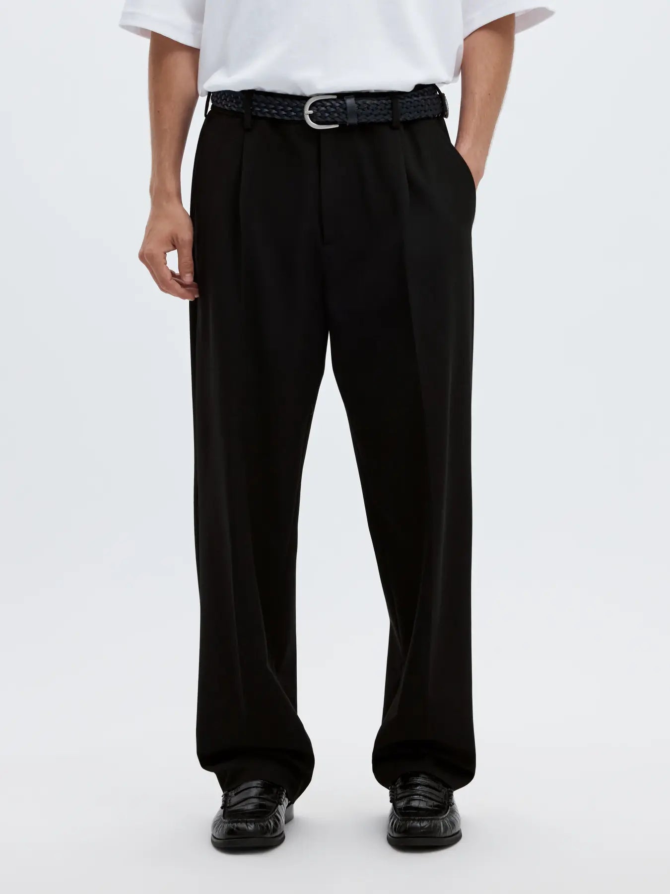 Selected 220-LOOSE FLEX PANTS Black