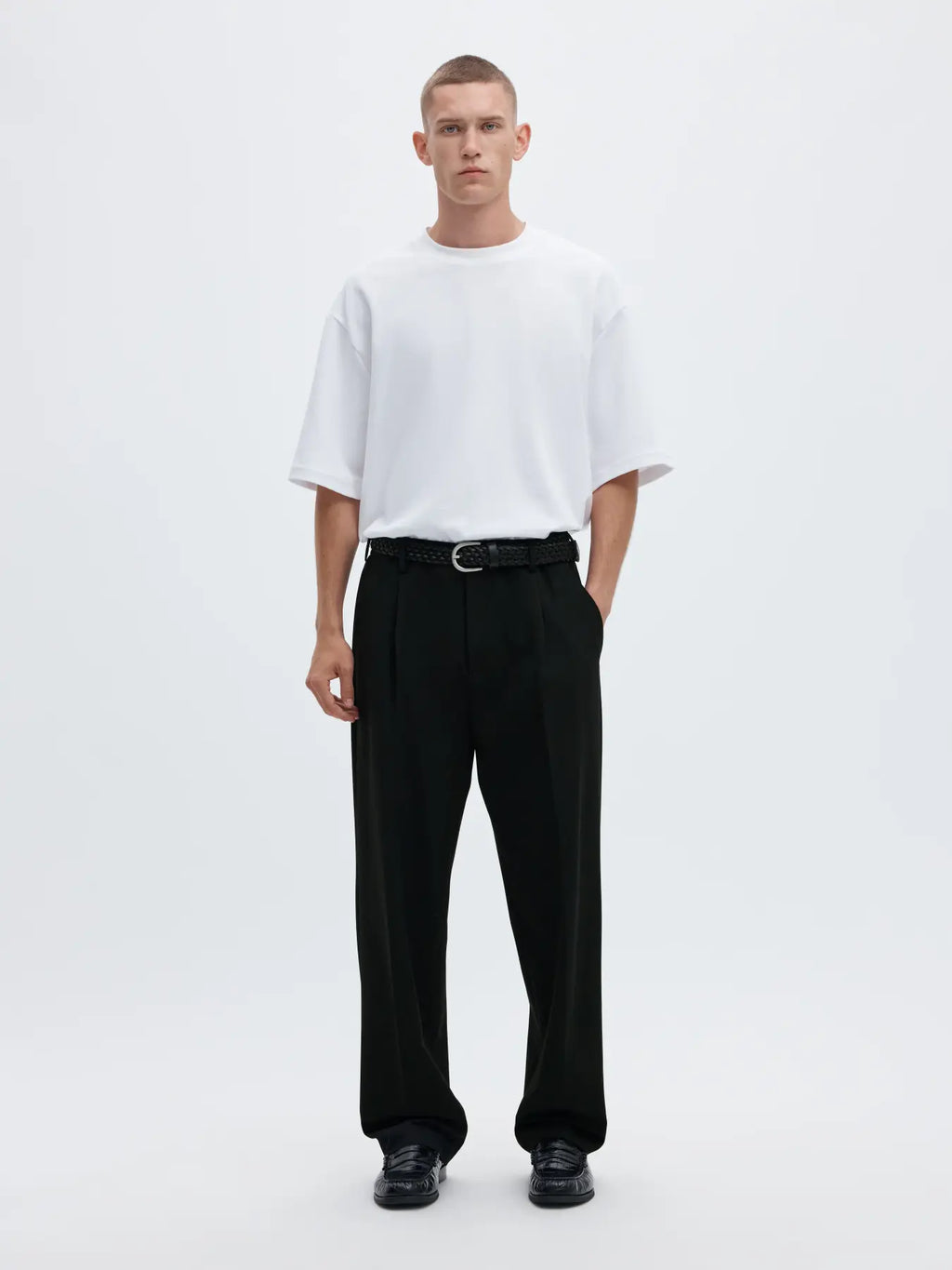 Selected 220-LOOSE FLEX PANTS Black