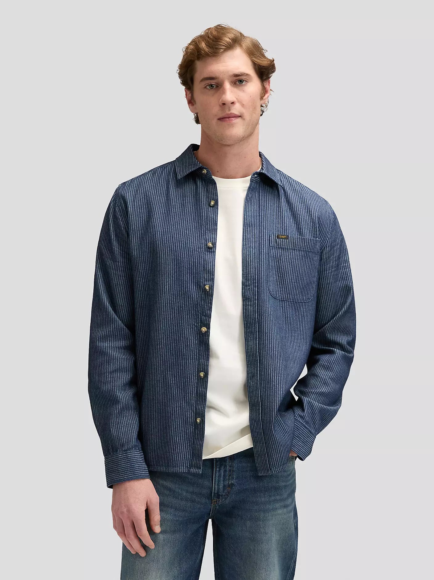LEE Regular Leesure Shirt - Indigo Railroad Texture