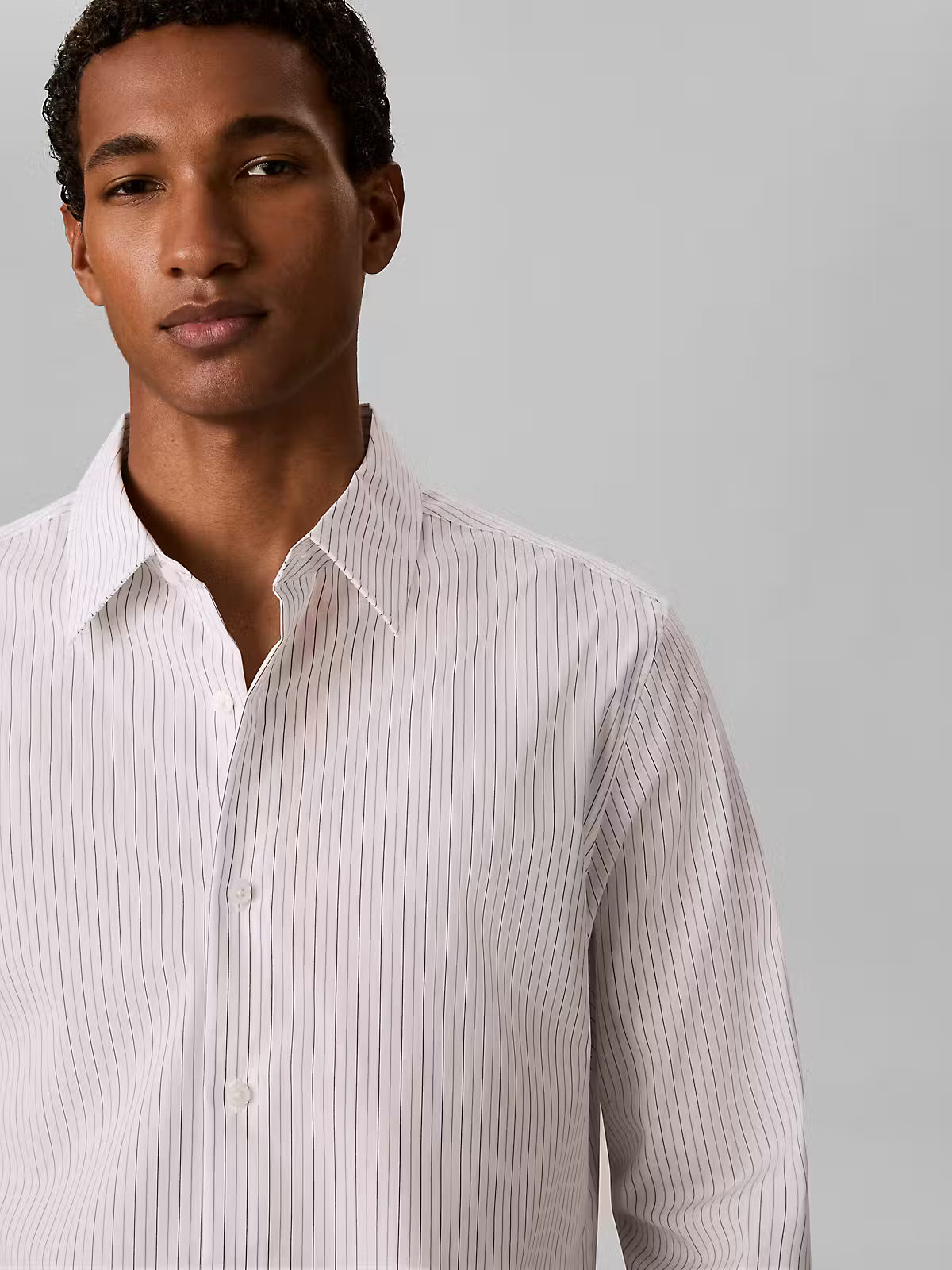 Calvin Klein Long Sleeve Yarn-Dyed Striped Supima Stretch Shirt