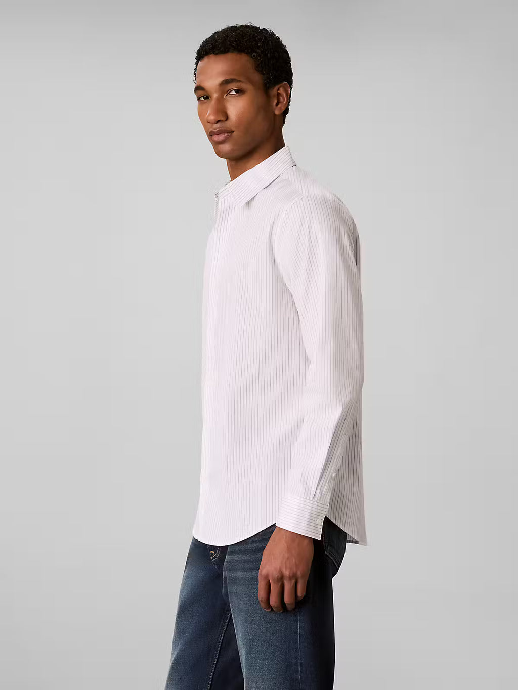 Calvin Klein Long Sleeve Yarn-Dyed Striped Supima Stretch Shirt