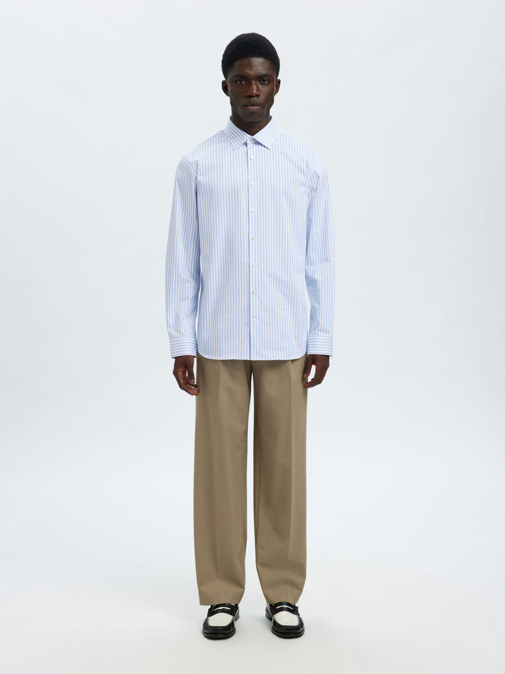 Selected Performance Stretch Slim Fit Skjorte - Bright White/Light Blue