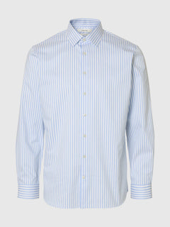 Selected Performance Stretch Slim Fit skjorte i hvid med lyseblå striber – produktbillede