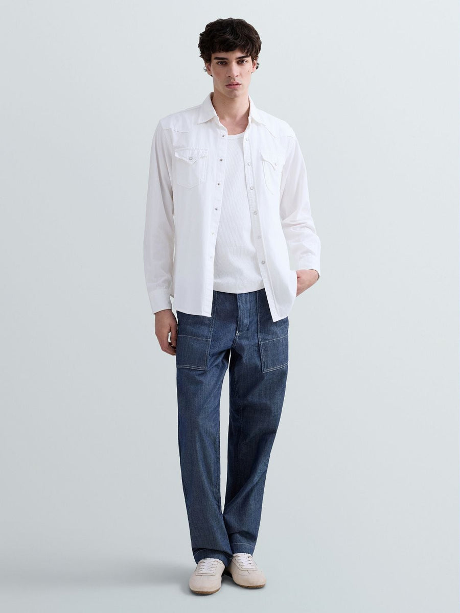 Replay White Denim Western Shirt – hvid denimskjorte til herre