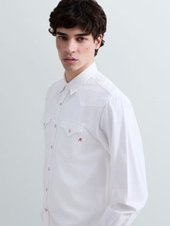 Hvid Replay westernskjorte i let 5 oz denim