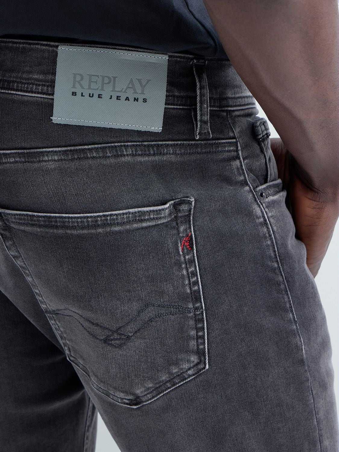 Replay Grover Straight Fit Jeans i Dark Grey mørkegrå – billede 7