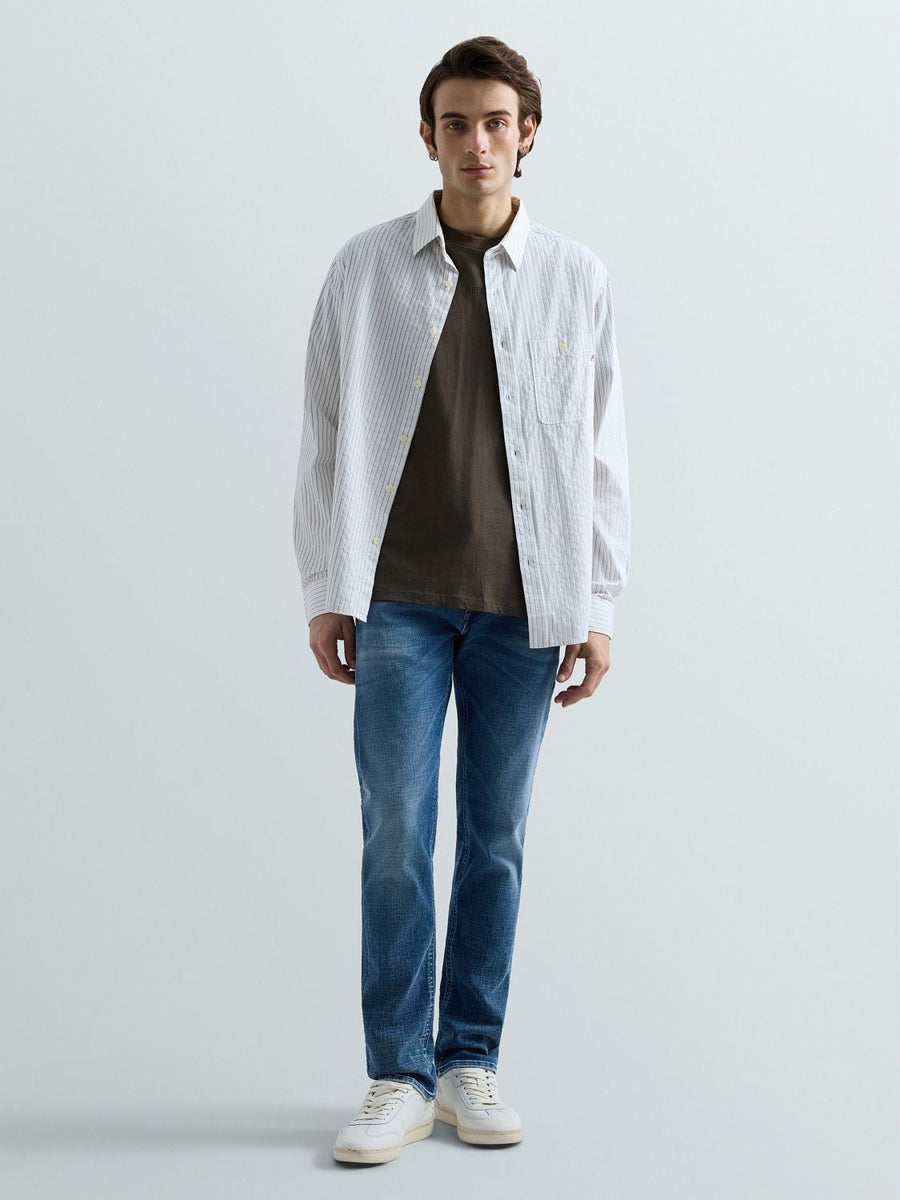 Replay Grover Straight Fit Jeans i Medium Blue mellemblå