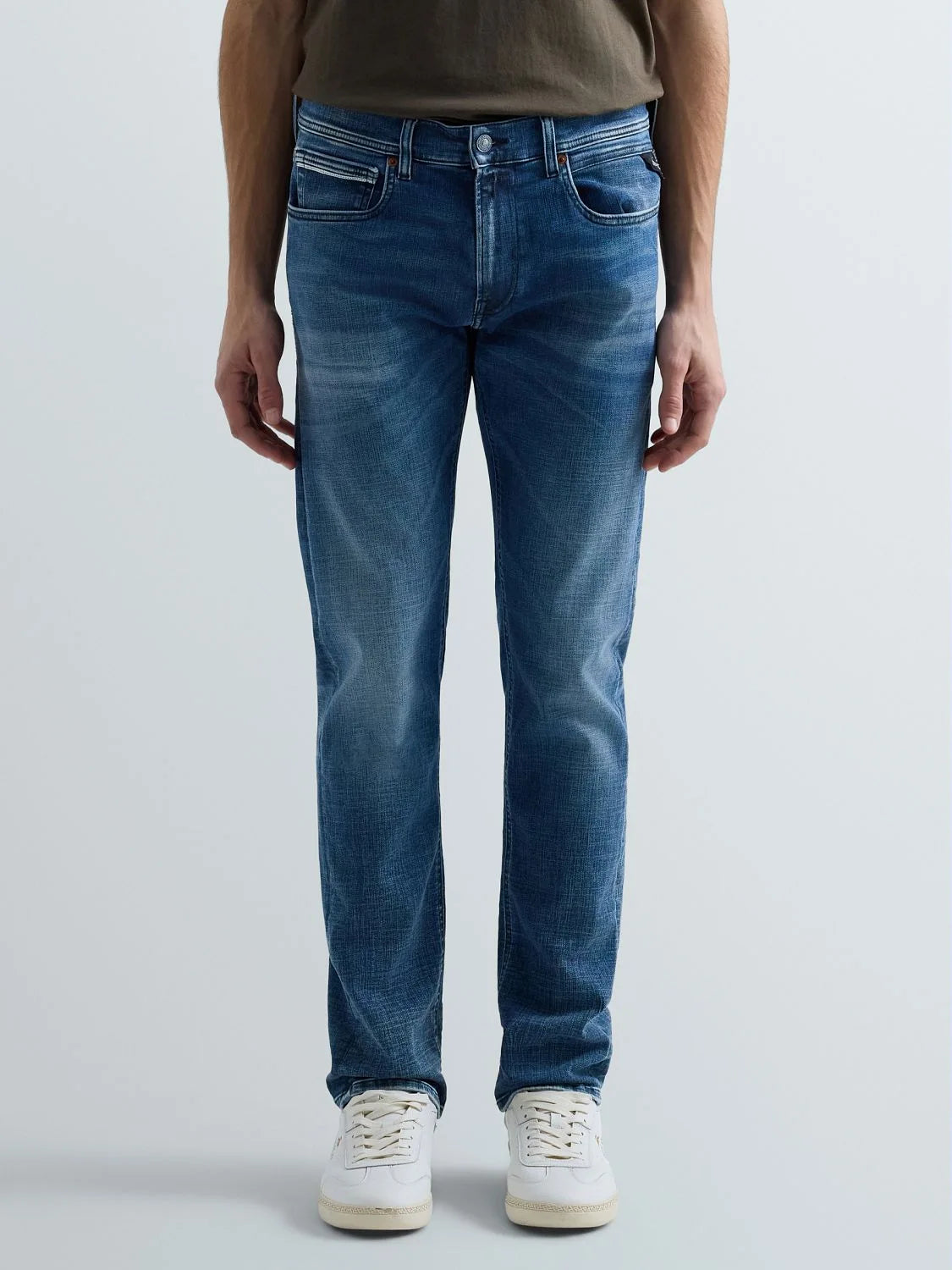 Replay Grover Straight Fit Jeans i Medium Blue mellemblå – billede 2
