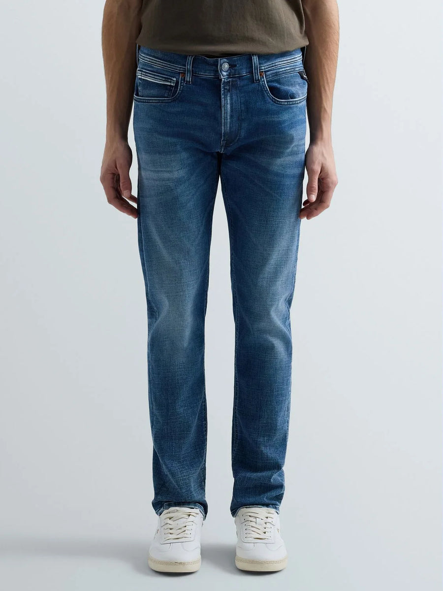 Replay Grover Straight Fit Jeans i Medium Blue mellemblå – billede 2