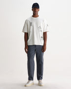 Wax London MILTON SS TEE DIVIDE DOODLE - ECRU / NAVY