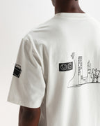 Wax London MILTON SS TEE DIVIDE DOODLE - ECRU / NAVY