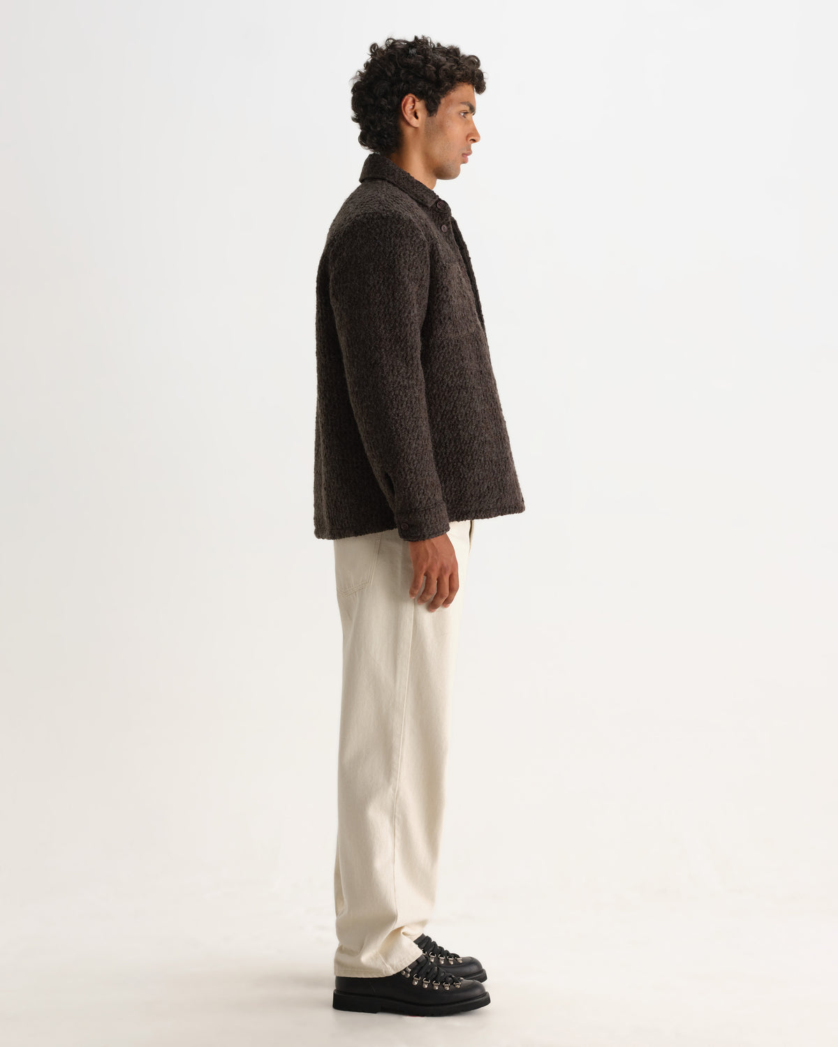 Wax London MOUNT REVERSIBLE OVERSHIRT BOBBLE WOOL - DUSTY BROWN