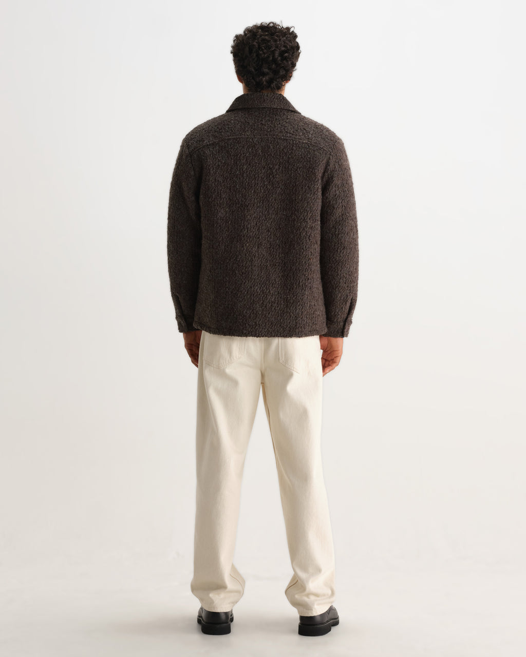 Wax London MOUNT REVERSIBLE OVERSHIRT BOBBLE WOOL - DUSTY BROWN
