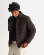 Wax London MOUNT REVERSIBLE OVERSHIRT BOBBLE WOOL - DUSTY BROWN