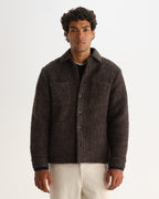 Wax London MOUNT REVERSIBLE OVERSHIRT BOBBLE WOOL - DUSTY BROWN