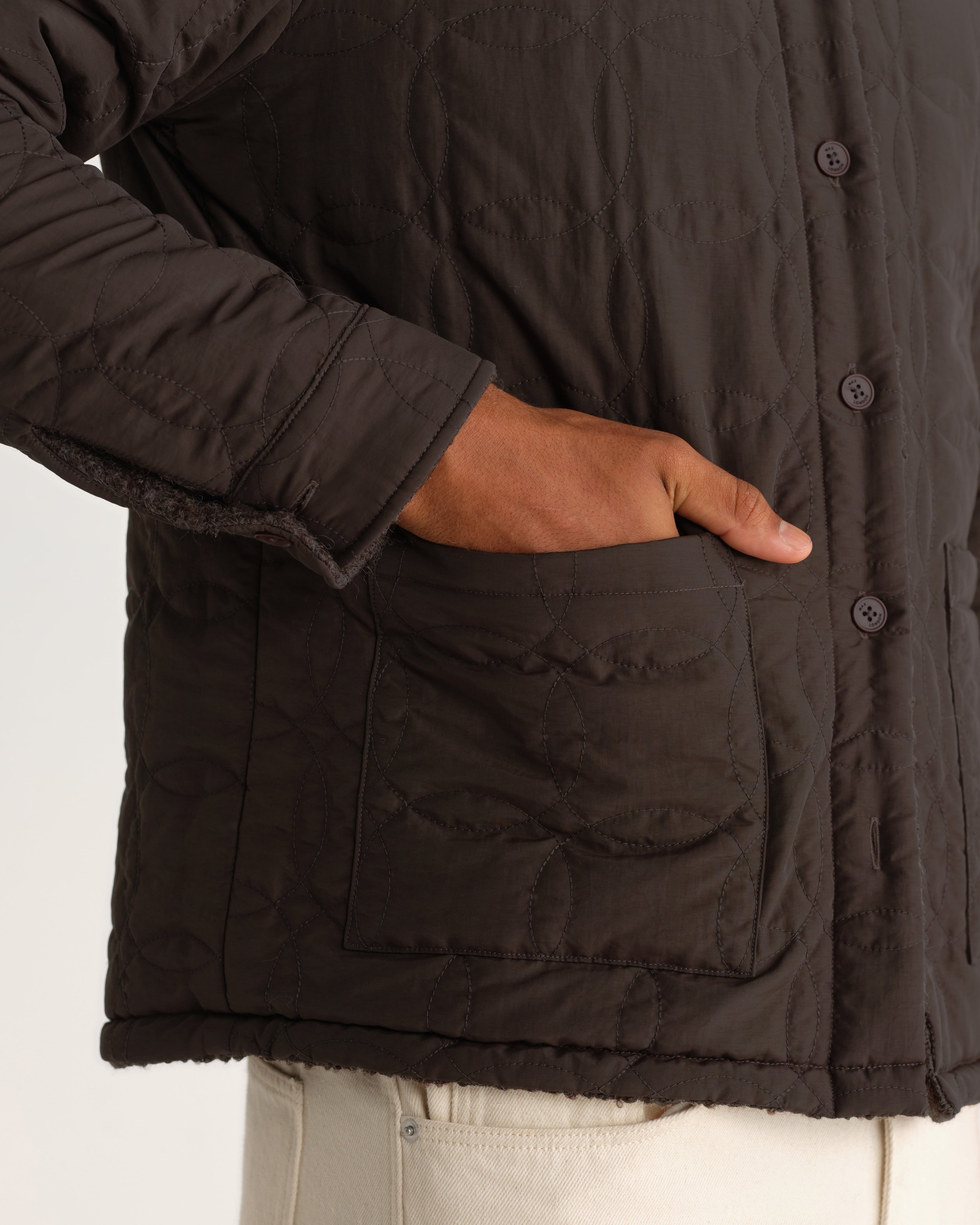 Wax London MOUNT REVERSIBLE OVERSHIRT BOBBLE WOOL - DUSTY BROWN