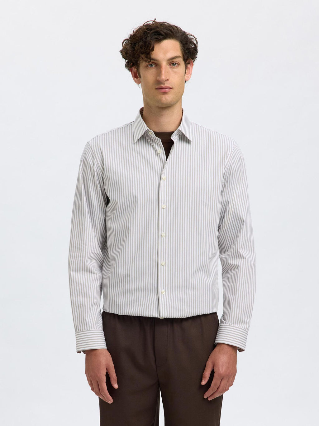 Selected Performance Stretch Slim Fit Skjorte - Bright White/Morel