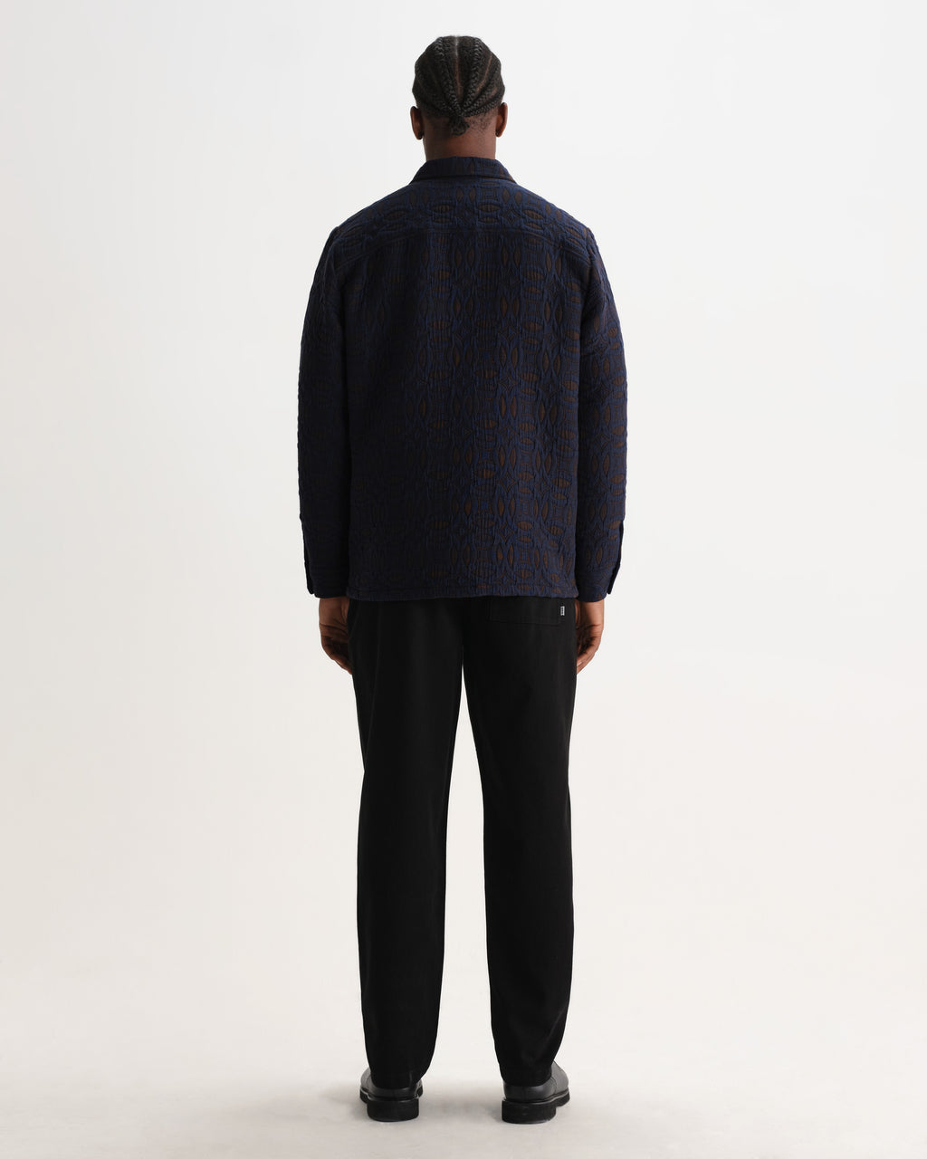 Wax London OTTO OVERSHIRT ORNATE QUILT - NAVY / BROWN