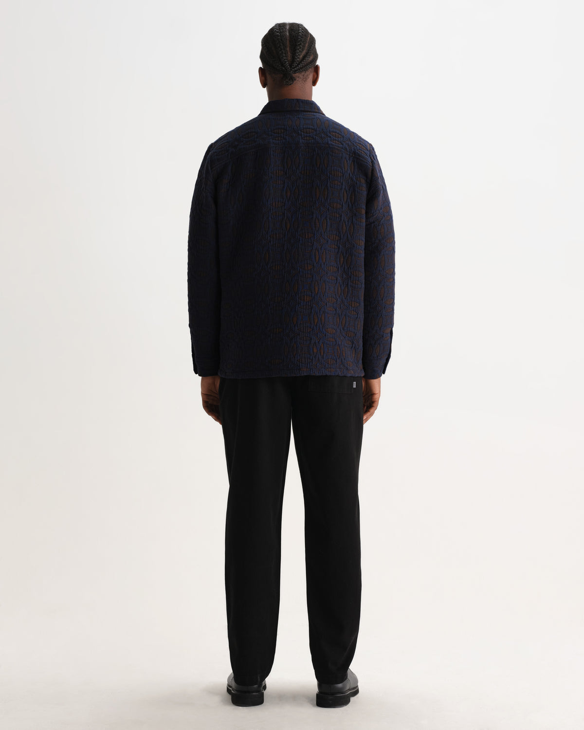 Wax London OTTO OVERSHIRT ORNATE QUILT - NAVY / BROWN