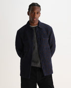 Wax London OTTO OVERSHIRT ORNATE QUILT - NAVY / BROWN