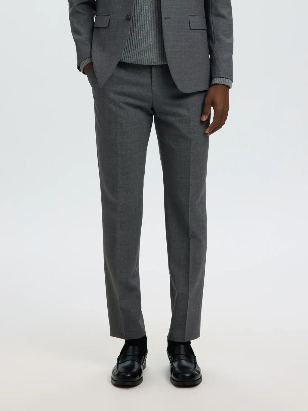 Selected SLIM WOOL BLEND TRS FLEX Dark Grey