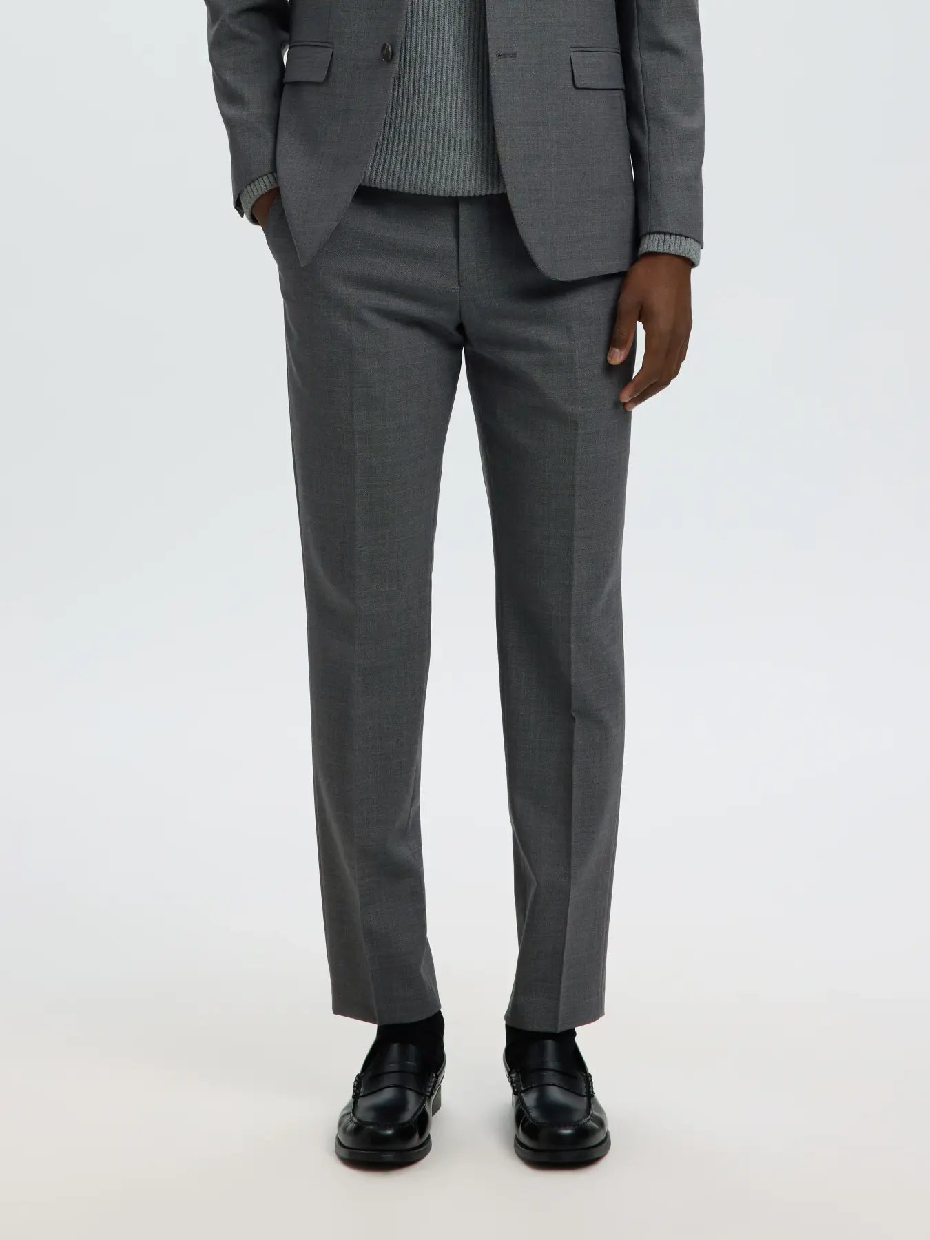 Selected SLIM WOOL BLEND TRS FLEX Dark Grey