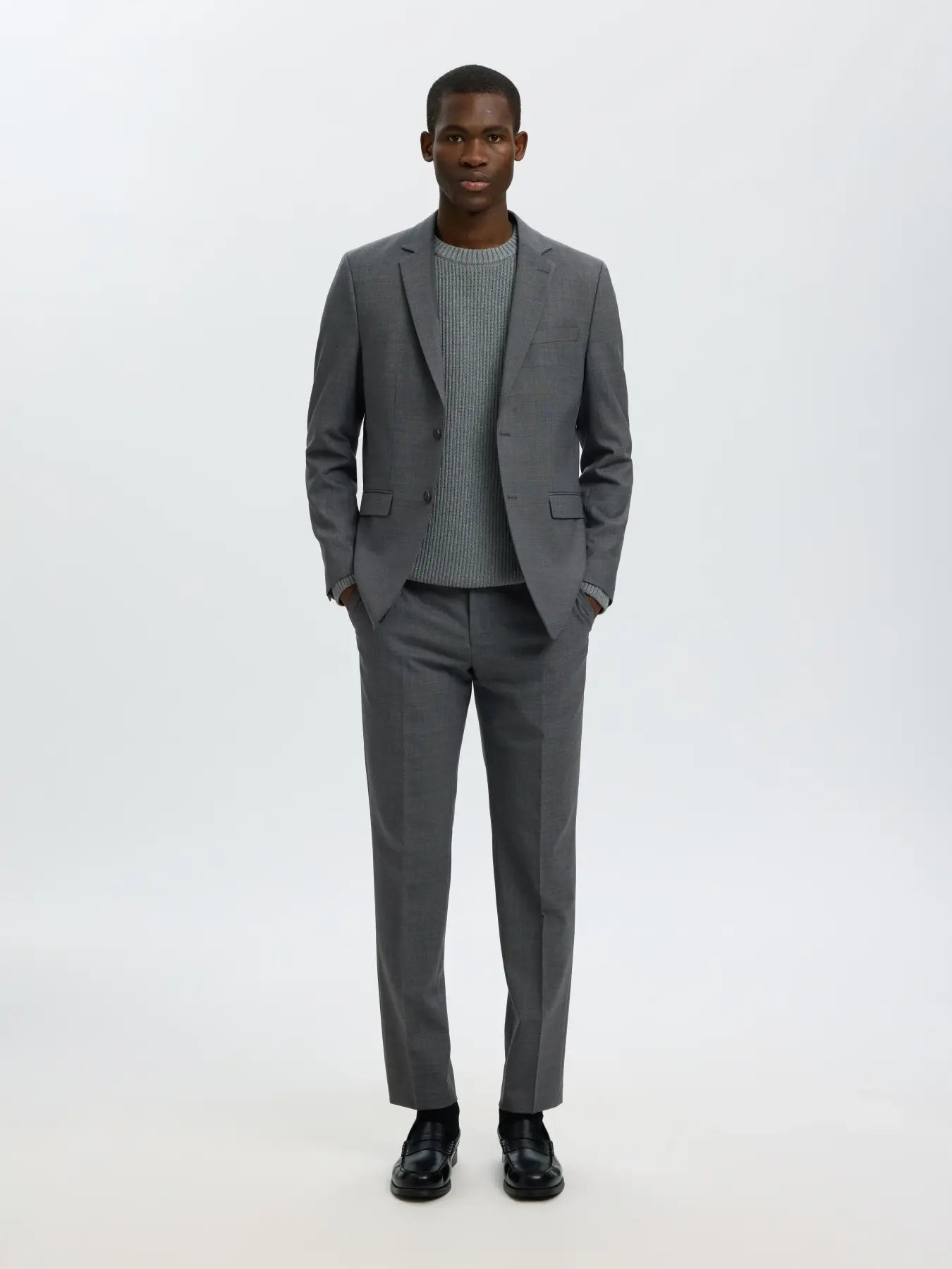 Selected SLIM WOOL BLEND TRS FLEX Dark Grey