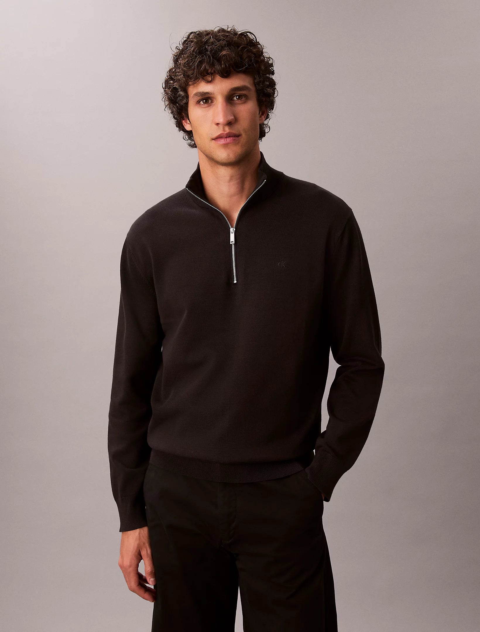 Calvin Klein Quarter Zip Jumper - Black
