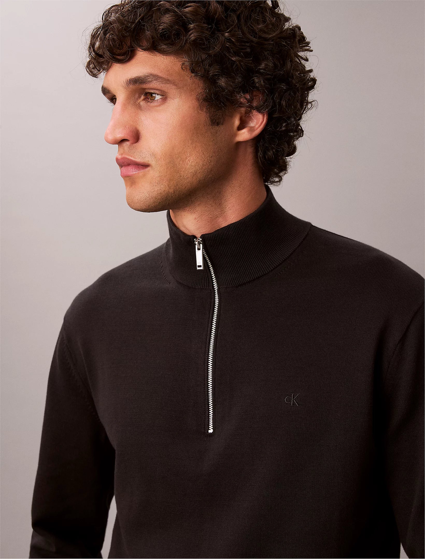 Calvin Klein Quarter Zip Jumper - Black