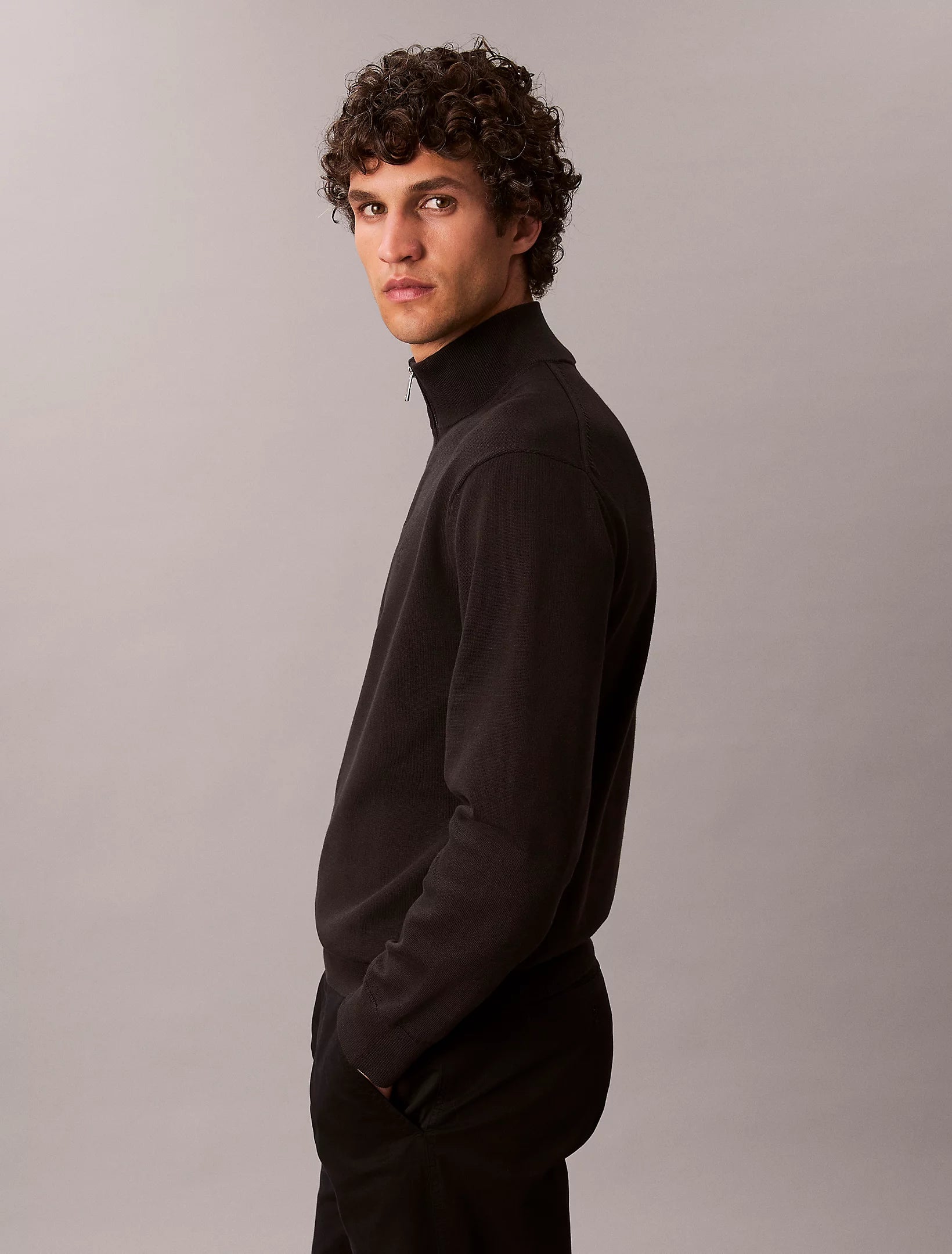 Calvin Klein Quarter Zip Jumper - Black