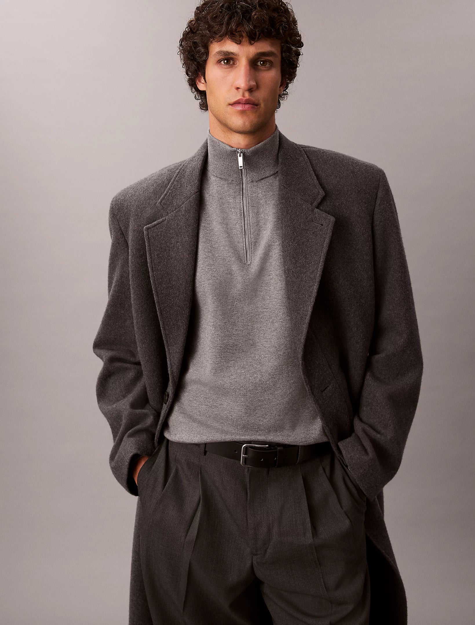 Calvin Klein Quarter Zip Jumper - Medium Grey