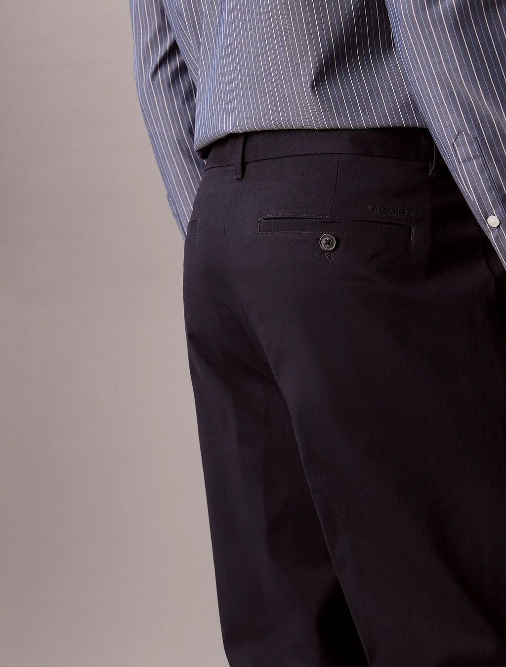Calvin Klein Straight Pleated Satin Trousers -  Dark Sapphire