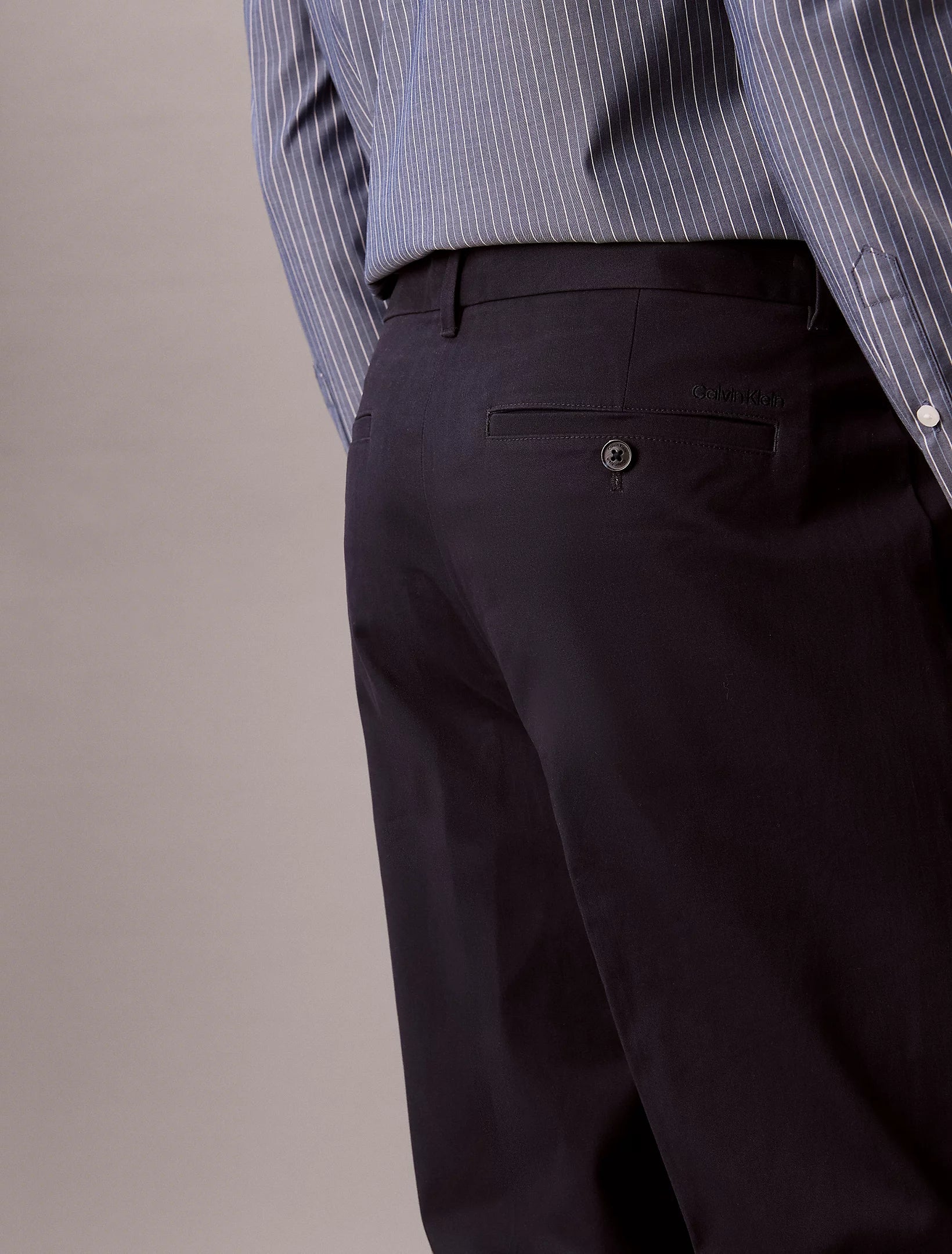 Calvin Klein Straight Pleated Satin Trousers -  Dark Sapphire