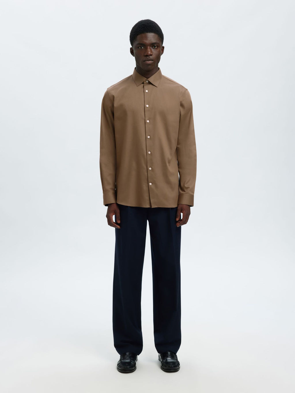 Selected Performance Stretch Slim Fit Skjorte - Chocolate Chip