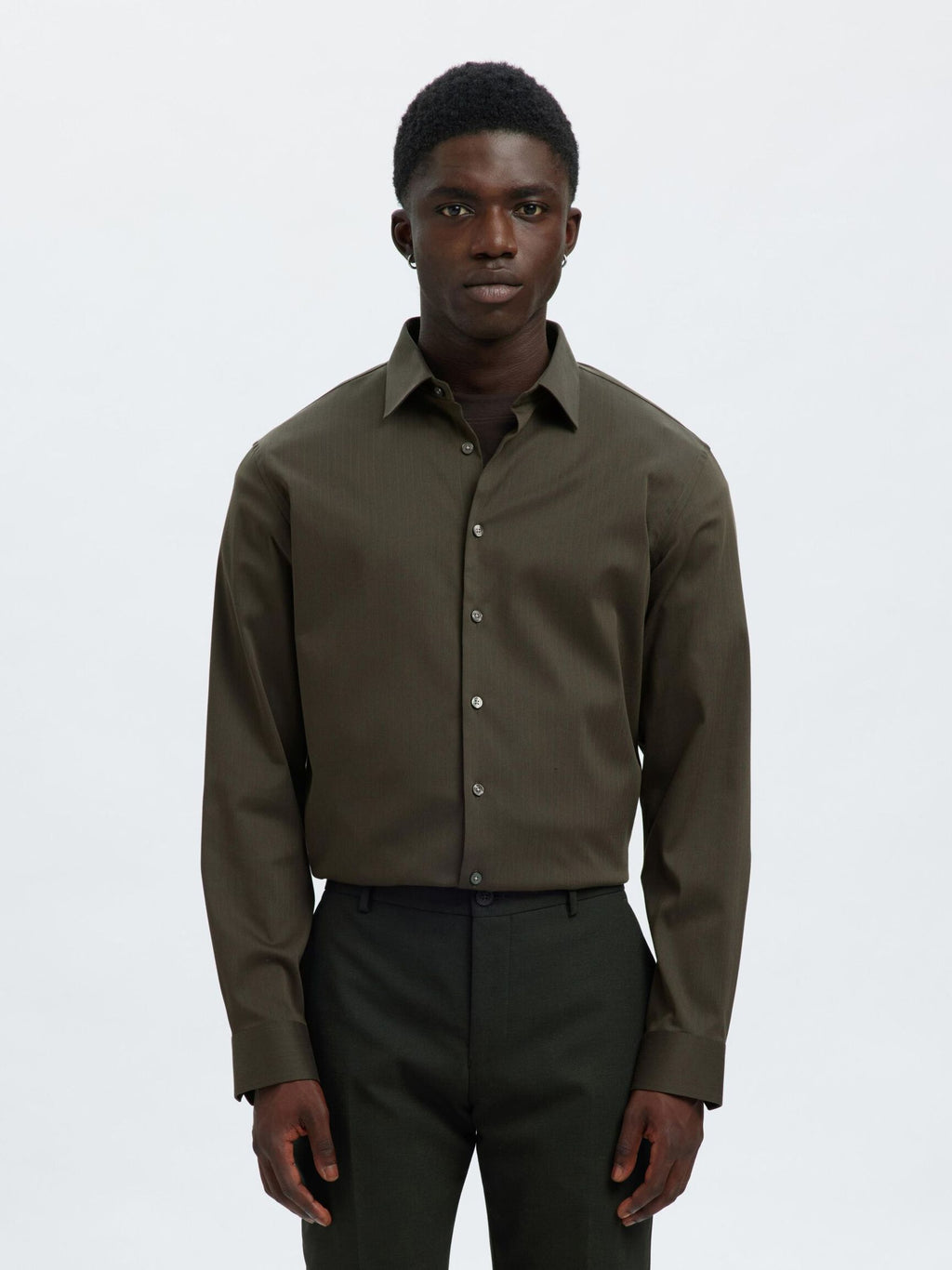 Selected Performance Stretch Slim Fit Skjorte - Forest Night