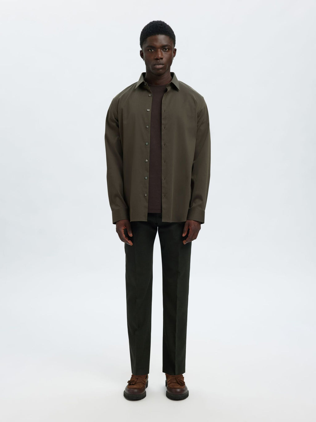 Selected Performance Stretch Slim Fit Skjorte - Forest Night