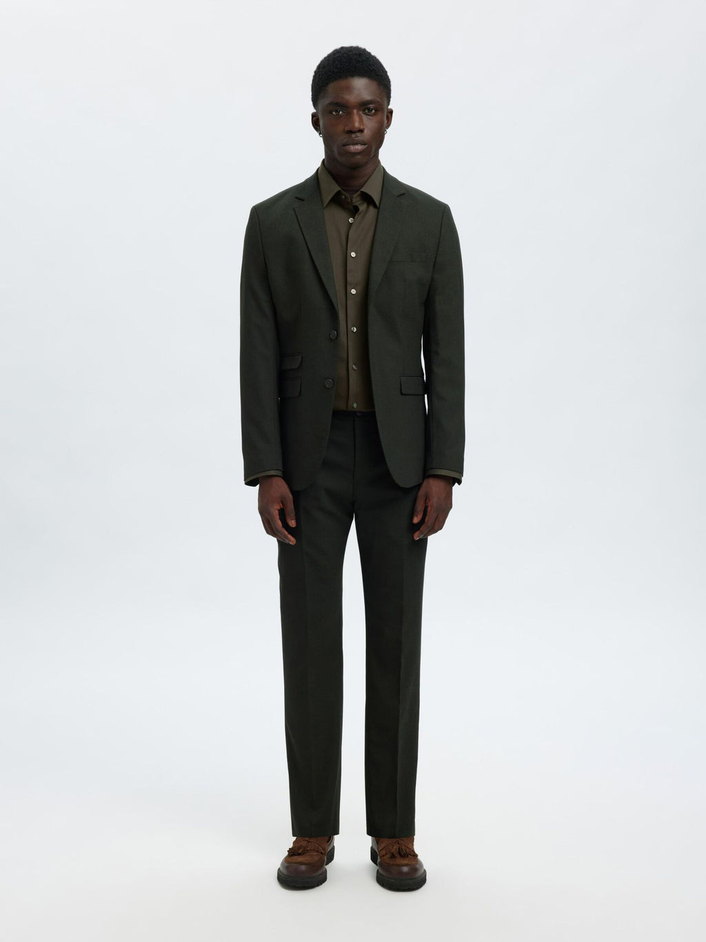 Selected Performance Stretch Slim Fit Skjorte - Forest Night