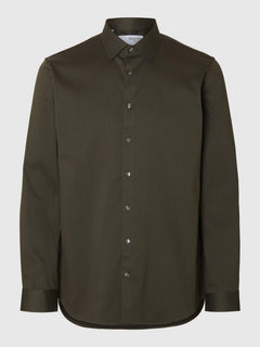 Selected Performance Stretch Slim Fit skjorte i Forest Night mørkegrøn – produktbillede
