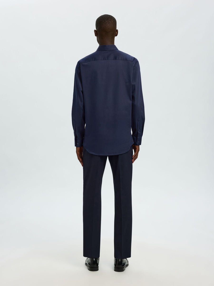 Selected Performance Stretch Slim Fit skjorte i Sky Captain navy set bagfra
