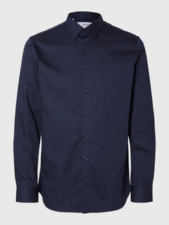 Selected Performance Stretch Slim Fit skjorte i Sky Captain navy – produktbillede