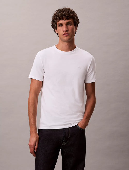 Calvin Klein Stretch Slim Fit T-shirt i Bright White hvid – model set forfra