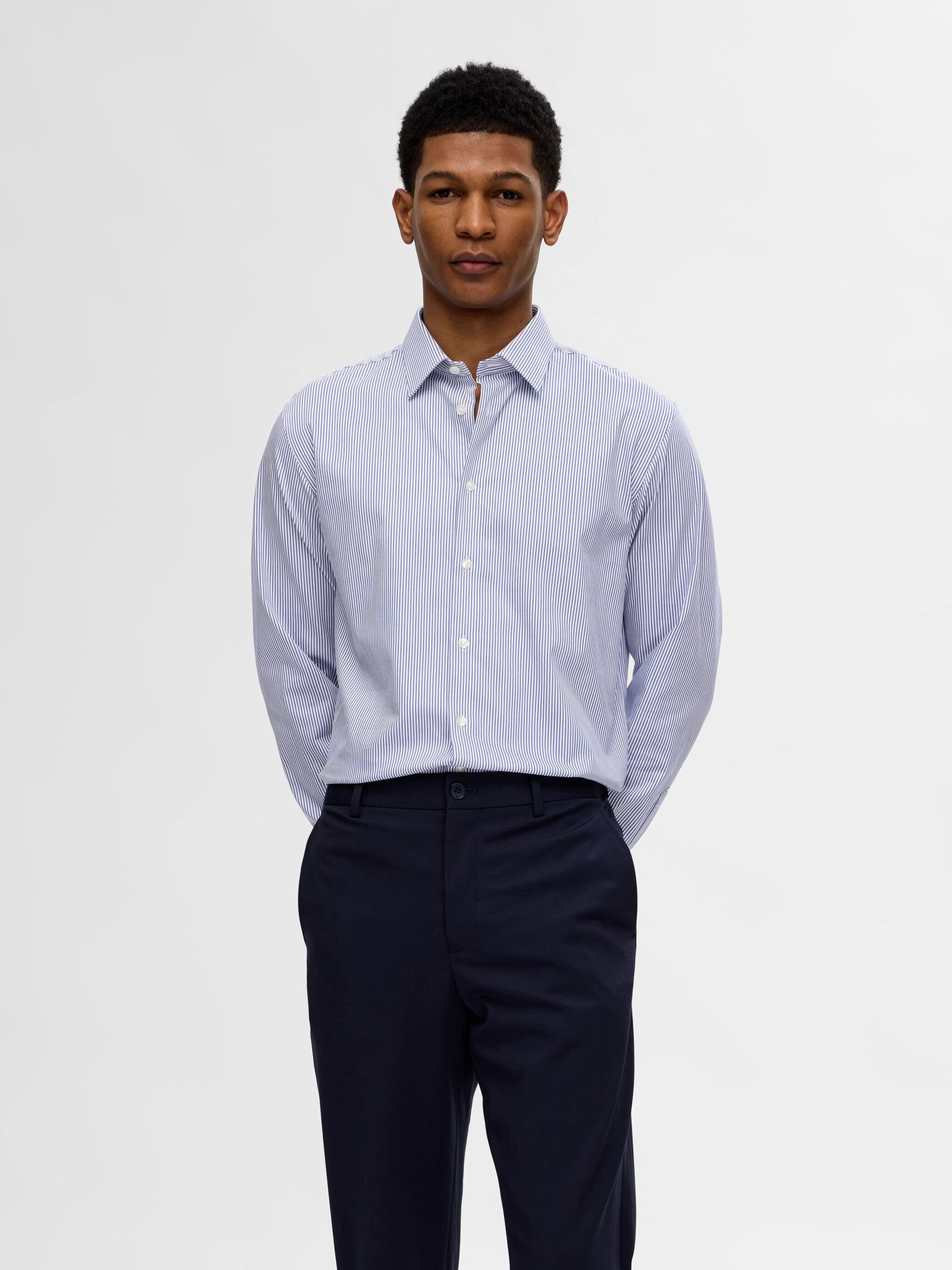 Selected Performance Stretch Slim Fit Skjorte - True Navy/Stripes