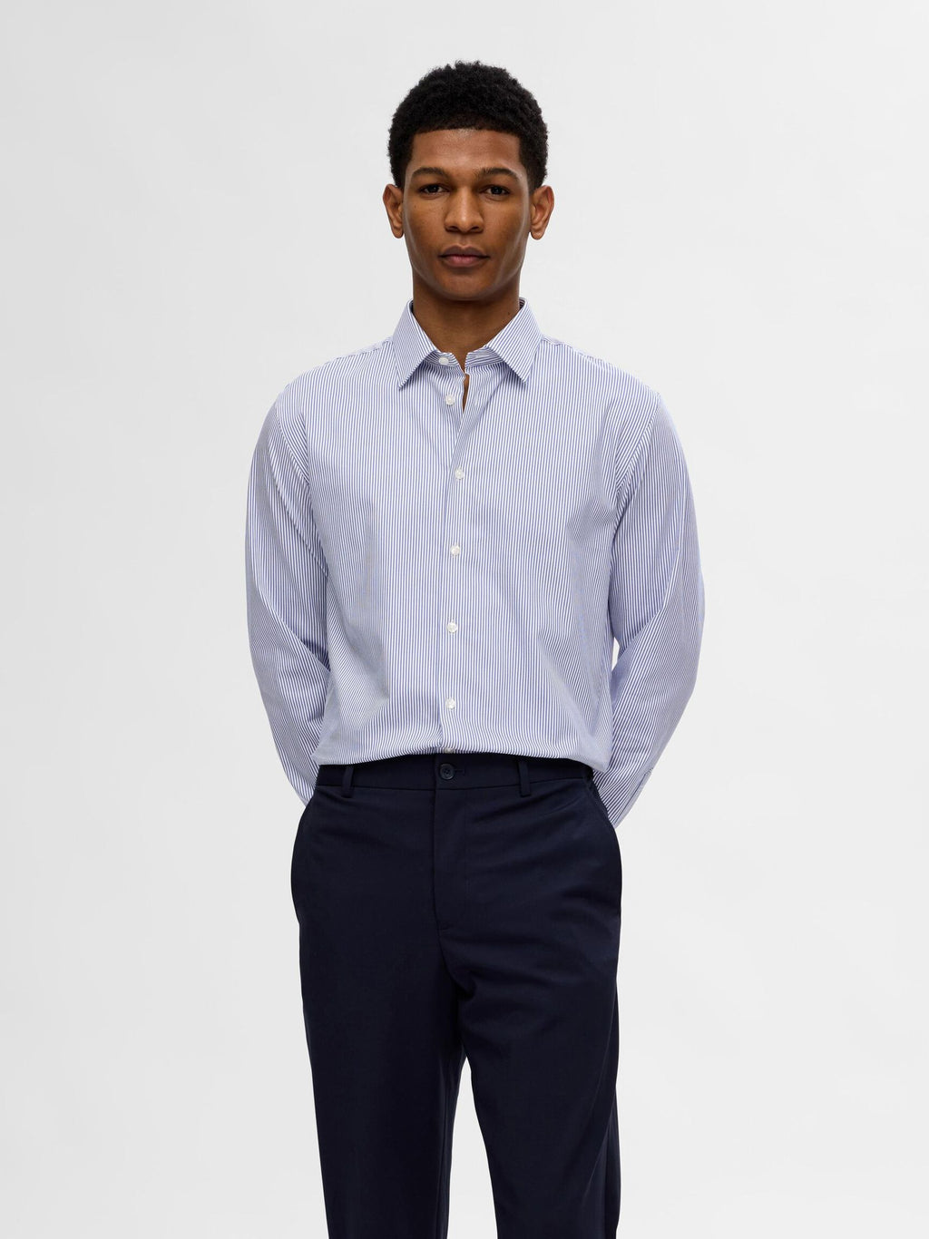 Selected Performance Stretch Slim Fit Skjorte - True Navy/Stripes