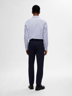 Selected Performance Stretch Slim Fit skjorte i lyseblå med True Navy striber set bagfra