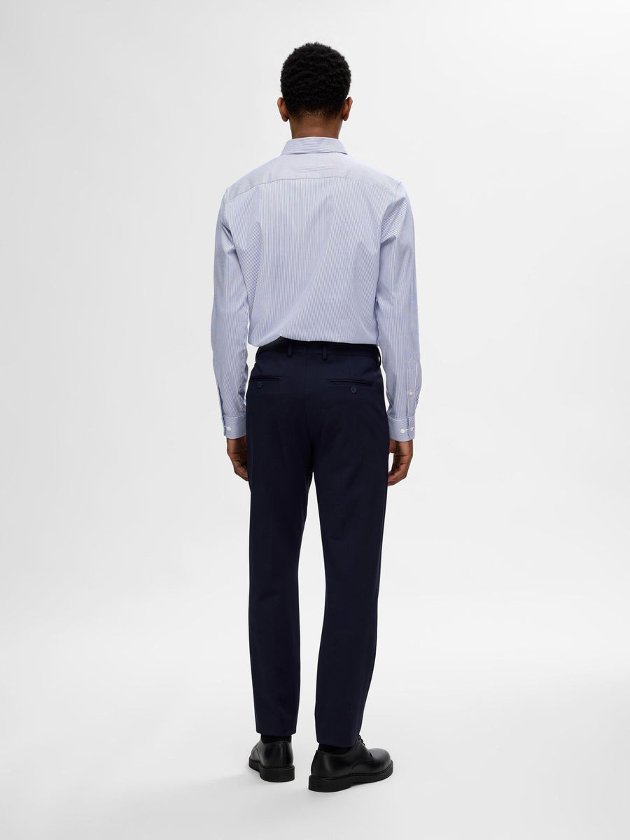 Selected Performance Stretch Slim Fit skjorte i lyseblå med True Navy striber set bagfra
