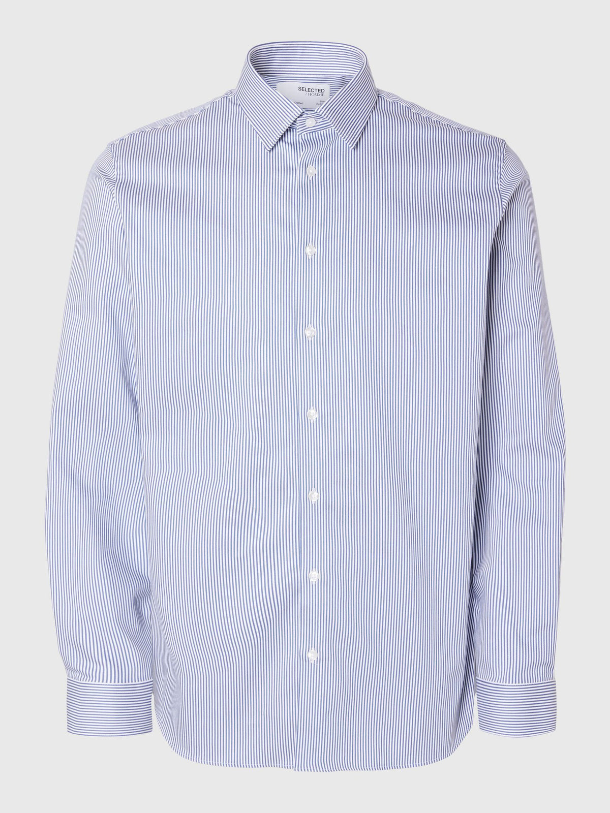 Selected Performance Stretch Slim Fit skjorte i lyseblå med True Navy striber – produktbillede
