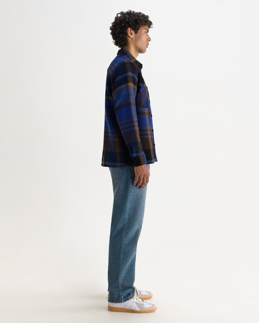 Wax London WHITING OVERSHIRT BOLD CHECK - BLUE / BROWN