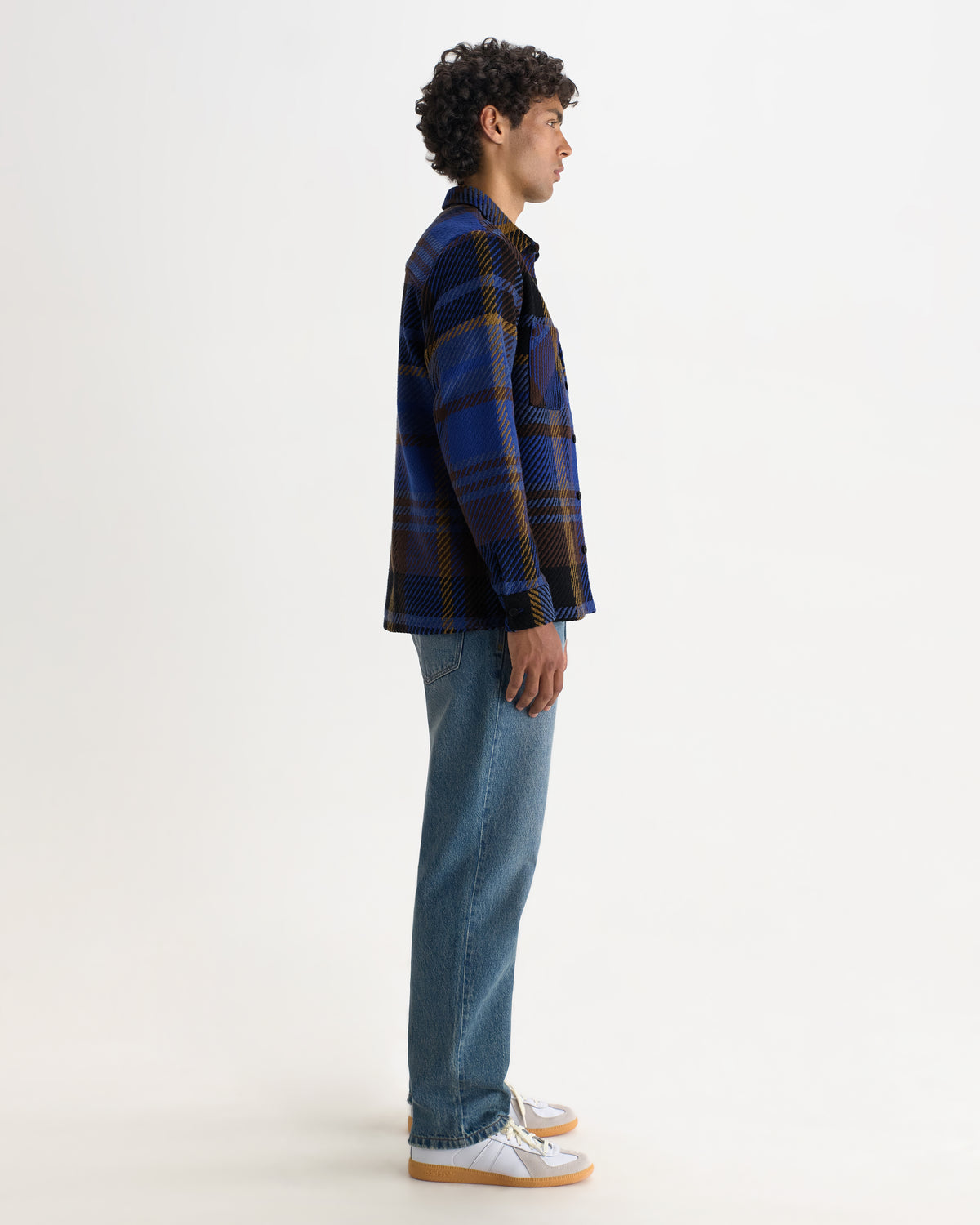 Wax London WHITING OVERSHIRT BOLD CHECK - BLUE / BROWN